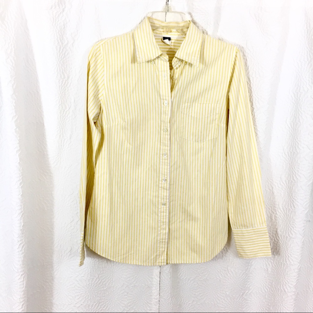J crew yellow striped slim shirt